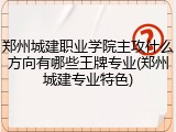 郑州城建职业学院主攻什么方向有哪些王牌专业(郑州城建专业特色)