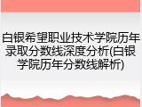 白银希望职业技术学院历年录取分数线深度分析(白银学院历年分数线解析)