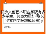 长沙文创艺术职业学院有多少学生，师资力量如何(长沙文创学院规模师资)