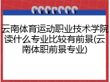 云南体育运动职业技术学院读什么专业比较有前景(云南体职前景专业)