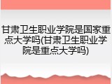 甘肃卫生职业学院是国家重点大学吗(甘肃卫生职业学院是重点大学吗)