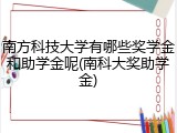 南方科技大学有哪些奖学金和助学金呢(南科大奖助学金)