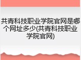 共青科技职业学院官网是哪个网址多少(共青科技职业学院官网)