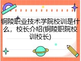 铜陵职业技术学院校训是什么，校长介绍(铜陵职院校训校长)