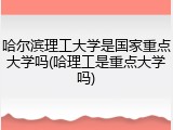 哈尔滨理工大学是国家重点大学吗(哈理工是重点大学吗)