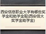 西安信息职业大学有哪些奖学金和助学金呢(西安信大奖学金助学金)
