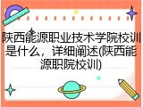陕西能源职业技术学院校训是什么，详细阐述(陕西能源职院校训)