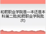 和君职业学院是一本还是本科第二批(和君职业学院批次)