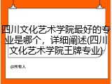 四川文化艺术学院最好的专业是哪个，详细阐述(四川文化艺术学院王牌专业)