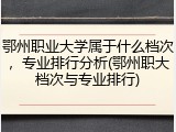 鄂州职业大学属于什么档次，专业排行分析(鄂州职大档次与专业排行)