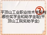 平顶山工业职业技术学院有哪些奖学金和助学金呢(平顶山工院奖助学金)