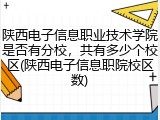 陕西电子信息职业技术学院是否有分校，共有多少个校区(陕西电子信息职院校区数)