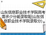 山东信息职业技术学院高考需多少分能录取呢(山东信息职业技术学院录取分)