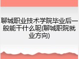 聊城职业技术学院毕业后一般能干什么呢(聊城职院就业方向)