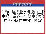 广西中远职业学院能自主招生吗，最近一年简章分析(广西中职自主招生简章)