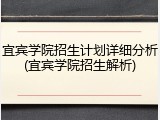 宜宾学院招生计划详细分析(宜宾学院招生解析)