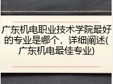 广东机电职业技术学院最好的专业是哪个，详细阐述(广东机电最佳专业)