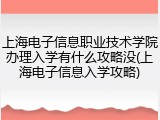 上海电子信息职业技术学院办理入学有什么攻略没(上海电子信息入学攻略)