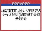 湖南理工职业技术学院要多少分才能进(湖南理工录取分数线)