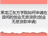 黑龙江东方学院如何申请在读间的创业无息贷款(创业无息贷款申请)