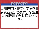 贵州护理职业技术学院毕业后就业前景怎么样，毕业生去向(贵州护理职院就业去向)