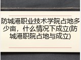 防城港职业技术学院占地多少亩，什么情况下成立(防城港职院占地与成立)