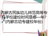 内蒙古民族幼儿师范高等专科学校建校时间是哪一年？(内蒙古幼专建校年份)