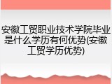 安徽工贸职业技术学院毕业是什么学历有何优势(安徽工贸学历优势)
