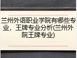 兰州外语职业学院有哪些专业，王牌专业分析(兰州外院王牌专业)