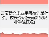 云南新兴职业学院校训是什么，校长介绍(云南新兴职业学院概况)