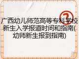广西幼儿师范高等专科学校新生入学报道时间和指南(幼师新生报到指南)