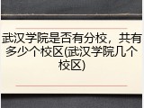 武汉学院是否有分校，共有多少个校区(武汉学院几个校区)