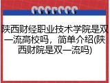 陕西财经职业技术学院是双一流高校吗，简单介绍(陕西财院是双一流吗)