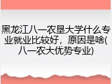黑龙江八一农垦大学什么专业就业比较好，原因是啥(八一农大优势专业)