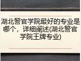 湖北警官学院最好的专业是哪个，详细阐述(湖北警官学院王牌专业)