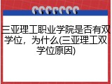三亚理工职业学院是否有双学位，为什么(三亚理工双学位原因)