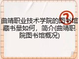 曲靖职业技术学院的图书馆藏书量如何，简介(曲靖职院图书馆概况)