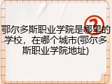 鄂尔多斯职业学院是哪里的学校，在哪个城市(鄂尔多斯职业学院地址)