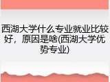 西湖大学什么专业就业比较好，原因是啥(西湖大学优势专业)
