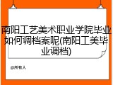 南阳工艺美术职业学院毕业如何调档案呢(南阳工美毕业调档)