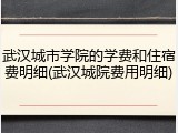 武汉城市学院的学费和住宿费明细(武汉城院费用明细)