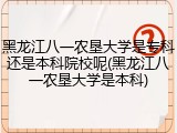 黑龙江八一农垦大学是专科还是本科院校呢(黑龙江八一农垦大学是本科)