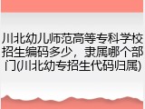 川北幼儿师范高等专科学校招生编码多少，隶属哪个部门(川北幼专招生代码归属)