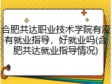 合肥共达职业技术学院有没有就业指导，好就业吗(合肥共达就业指导情况)