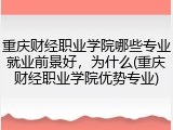 重庆财经职业学院哪些专业就业前景好，为什么(重庆财经职业学院优势专业)