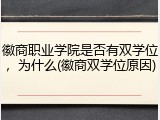徽商职业学院是否有双学位，为什么(徽商双学位原因)
