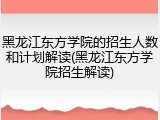 黑龙江东方学院的招生人数和计划解读(黑龙江东方学院招生解读)