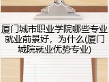 厦门城市职业学院哪些专业就业前景好，为什么(厦门城院就业优势专业)
