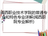 闽西职业技术学院的普通专业和特色专业详解(闽西职院专业解析)