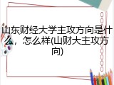 山东财经大学主攻方向是什么，怎么样(山财大主攻方向)